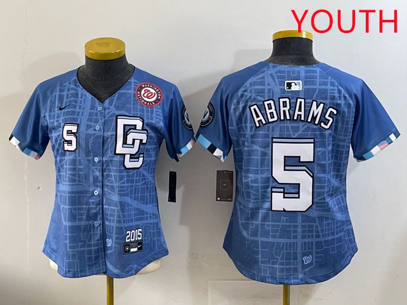 Youth Washington Nationals #5 Abrams Joint Name 2025 Nike MLB Jersey style 2->youth mlb jersey->Youth Jersey